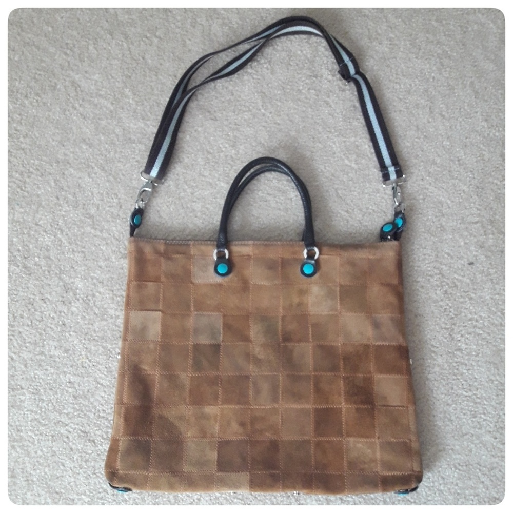 Gabs Brown Patchwork Leather Crossbody